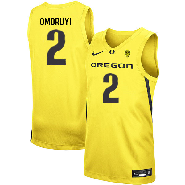 Men #2 Eugene Omoruyi Oregon Ducks College Basketball Jerseys Sale-Yellow